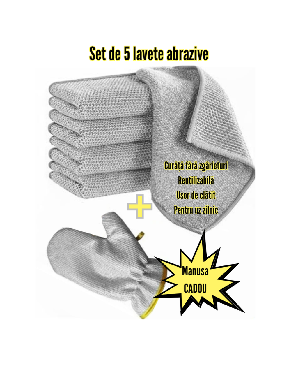 Set 5 lavete+manusa abraziva